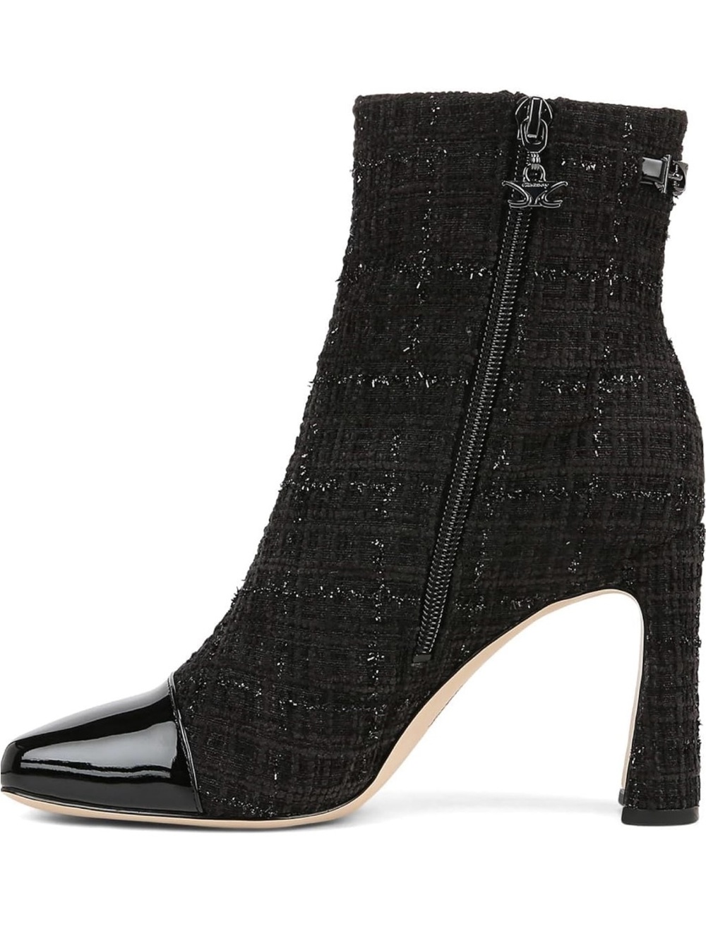 Black Tweed Ankle Boot with Patent Toe - Sam Edelman